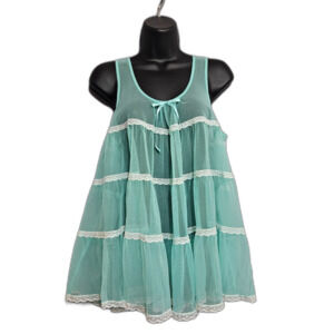 Victoria's Secret Babydoll Tiered Sheer Lace Nighty Top Sz M Sexy Little Things